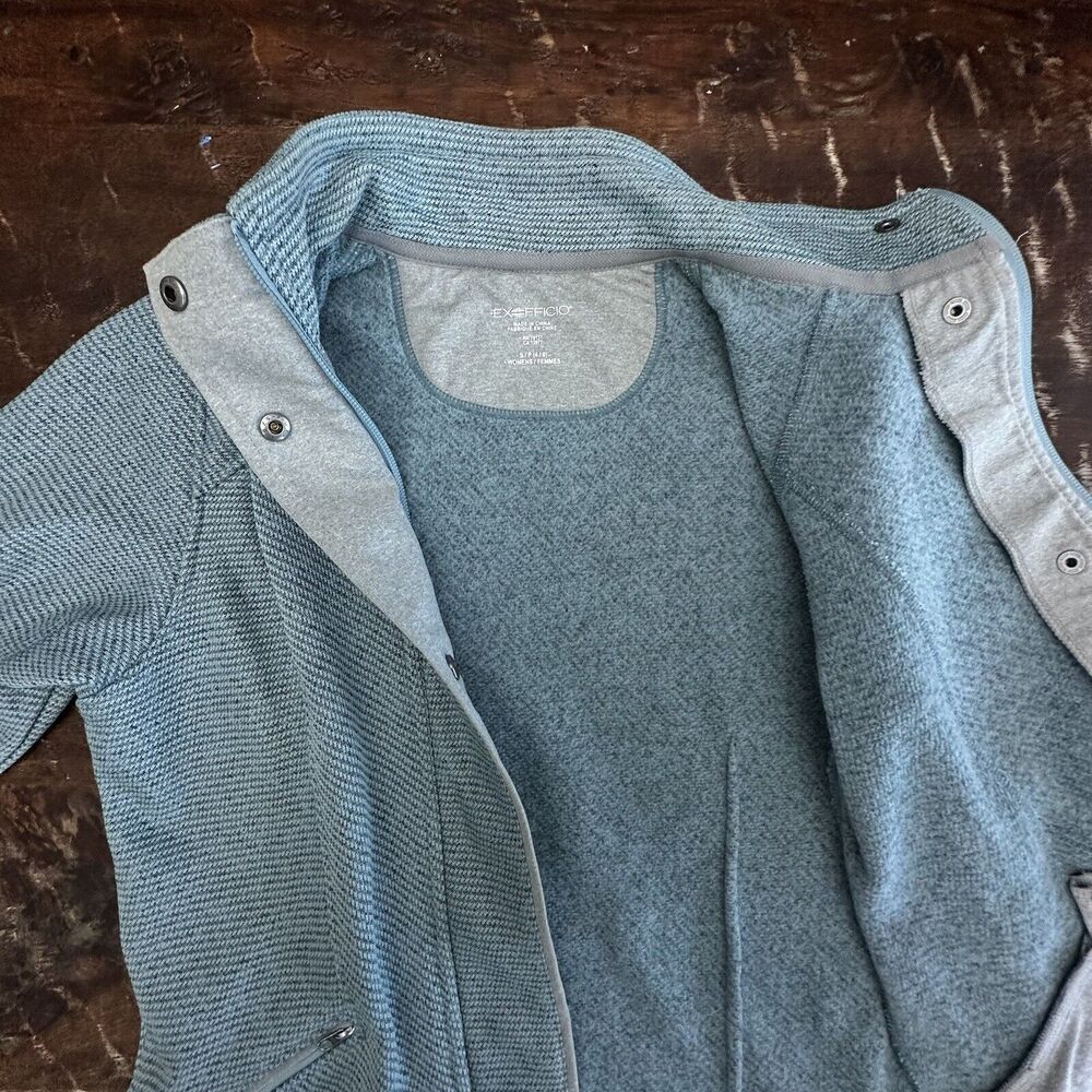 ExOfficio Women's Blue Thermique Jacket Full Zip Snap Fleece Pockets Small - Picture 3 of 9